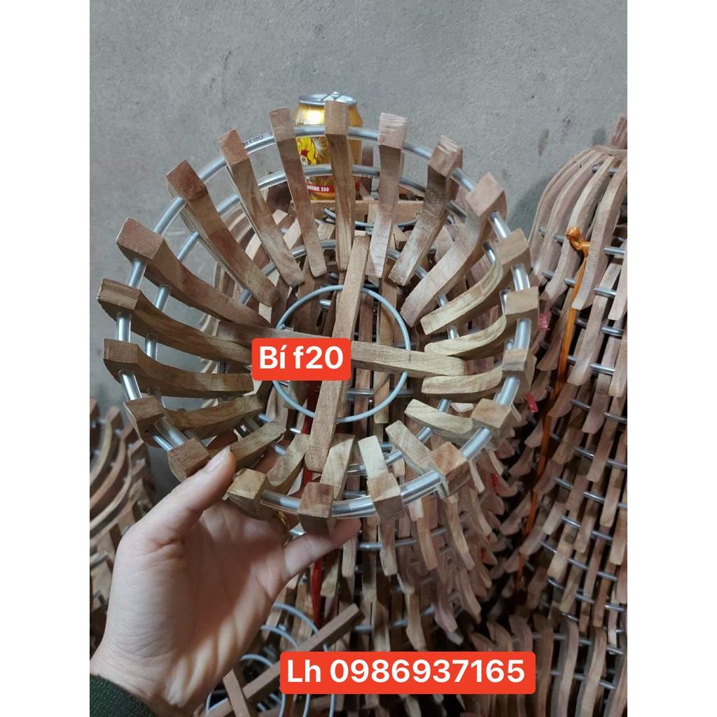 Chậu gỗ  trồng lan kiểu Bí Size 20  - tặng lưới lót chậu, móc treo