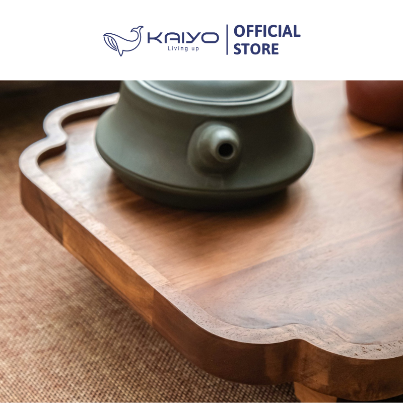 Khay trà bằng gỗ Kaiyo, kích thước 25x40cm