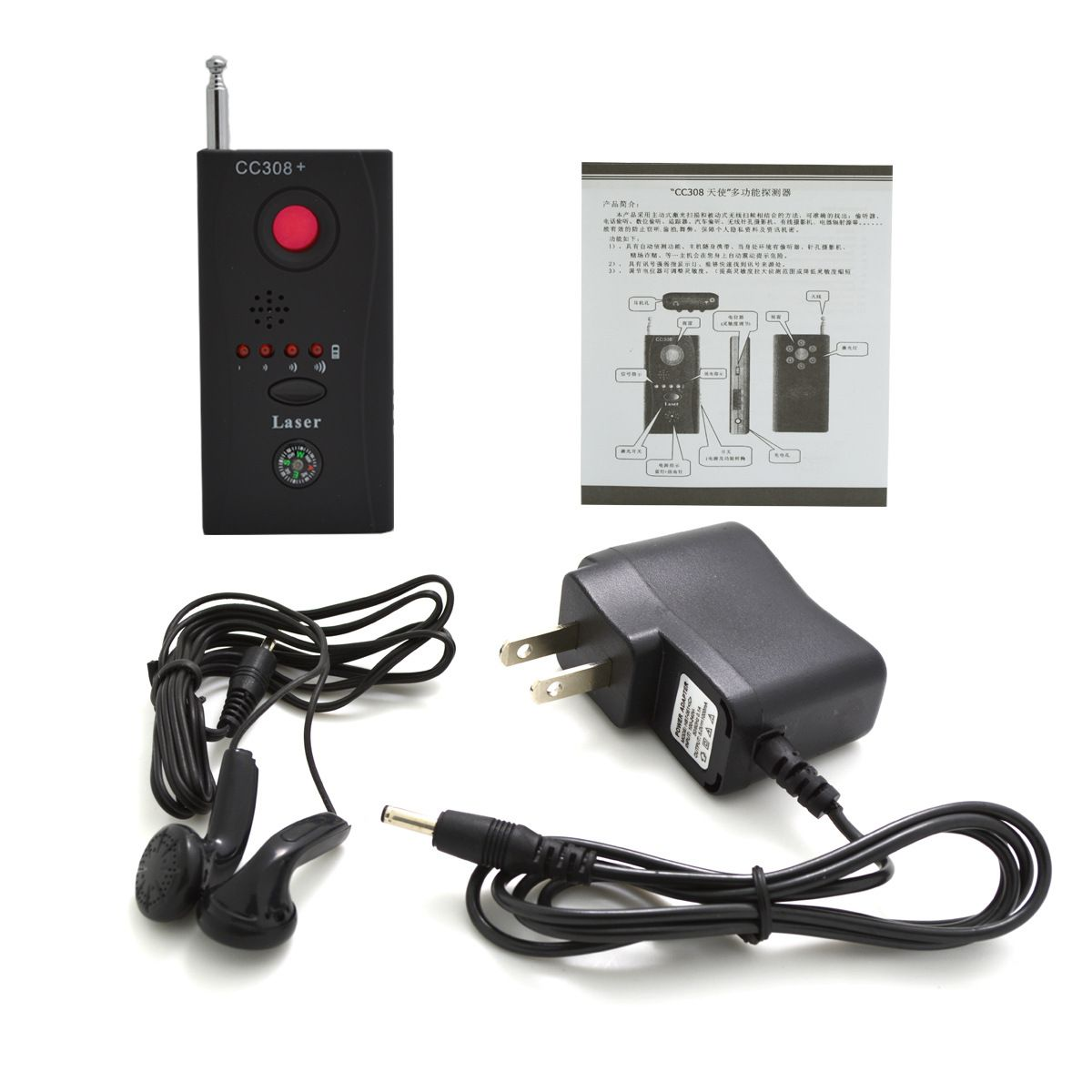 ROGTZ - Máy Phát Hiện Nghe Trộm C308 - Phát Hiện Camera, Định Vị GPS Hiệu Quả, Phát Hiện Đa Tần Số, Công Nghệ Quét Hồng Ngoại, Cảnh Báo Thông Minh, Pin 500mAh Hoạt Động Bền Bỉ, Thiết Kế Hiện Đại - Hàng Chính Hãng