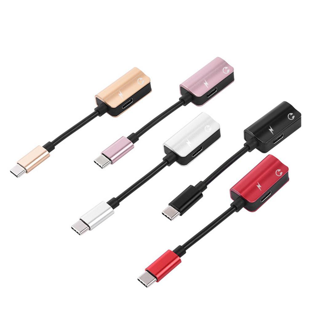 2 Pieces 2 in 1 Type C to 3.5mm Charger Audio Adapter Headphone USB C Cable
