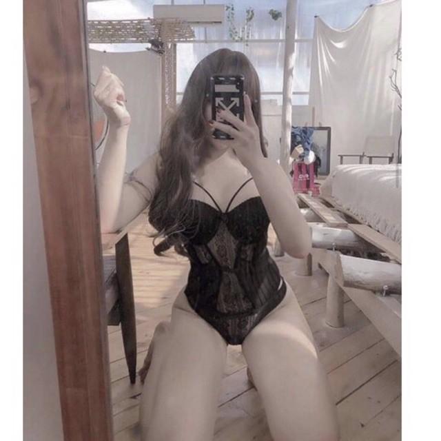 Body ren cup ngực kẹp tất, có gọng nâng