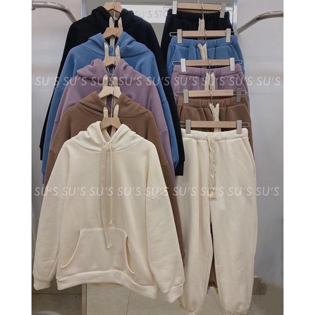 Bộ nỉ mũ lót bông nhẹ thích hợp mặc nhà