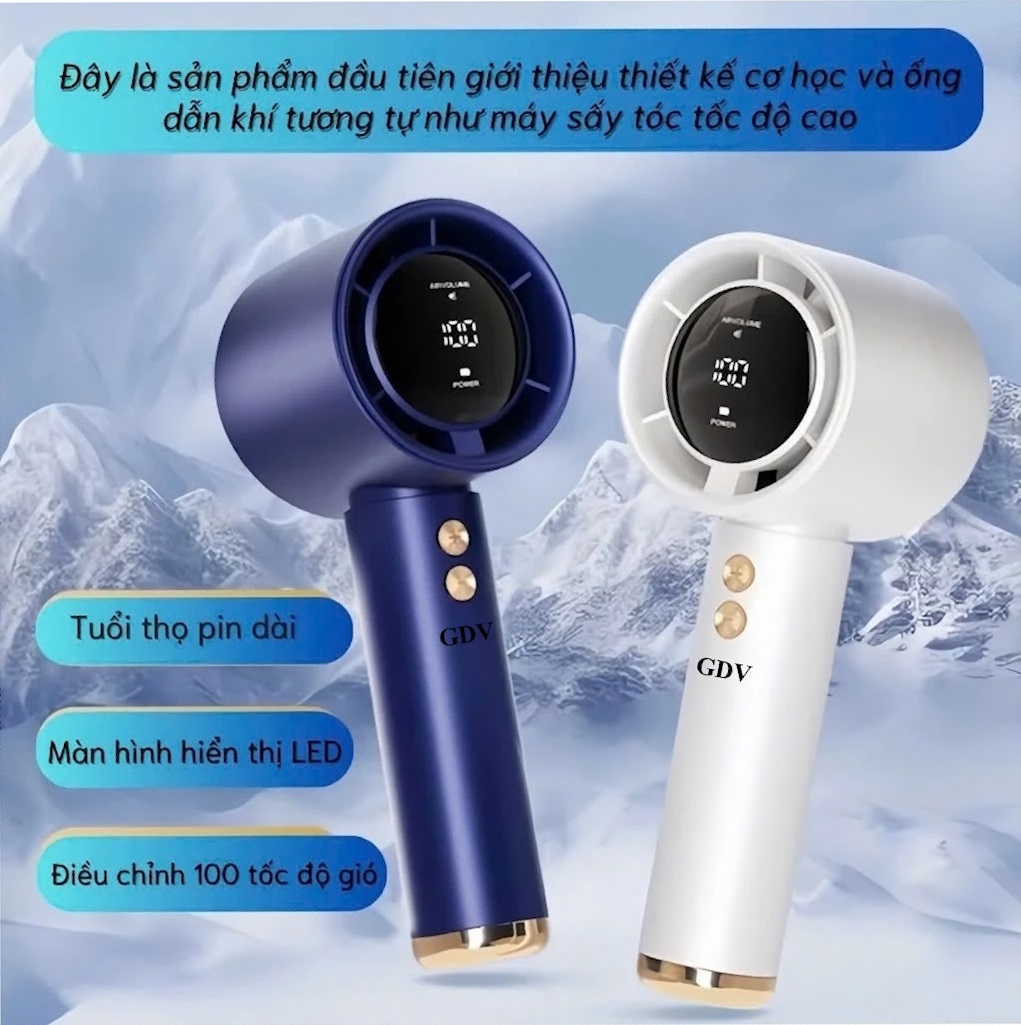 Quạt cầm tay mini GDV N68 100 cấp độ gió, pin cao 5000mAh màn hình hiển thị pin - Màu Ngẫu Nhiên - Hàng Chính Hãng