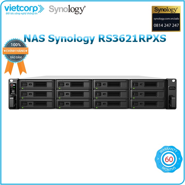 Thiết bị lưu trữ NAS Synology RS3621RPXS - Hàng Chính Hãng