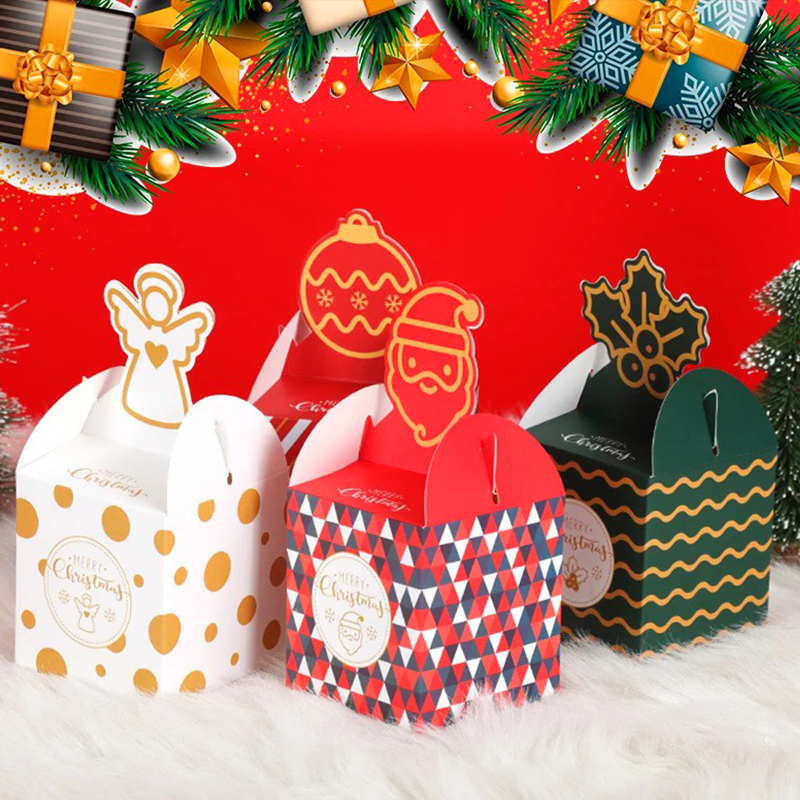 Hộp quà Noel, Hộp quà giấy Giáng Sinh nắp hộp hình 3D nhiều màu sắc tươi sáng đáng yêu – SG011