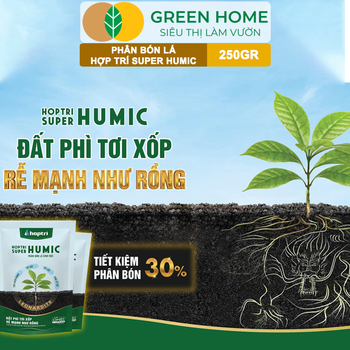 Phân Bón Lá Hợp Trí Super Humic GreenHome, Gói 250gr, Rễ Mạnh, Cây Khỏe, Đất Tơi Xốp, Phì Nhiêu