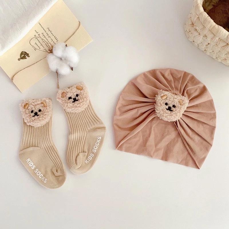 Set Mũ Turban Kèm Tất Cao Cổ hình Gấu, Thỏ ChicBaby Có Chống Trơn Trượt Dễ Thương Cho Bé Gái