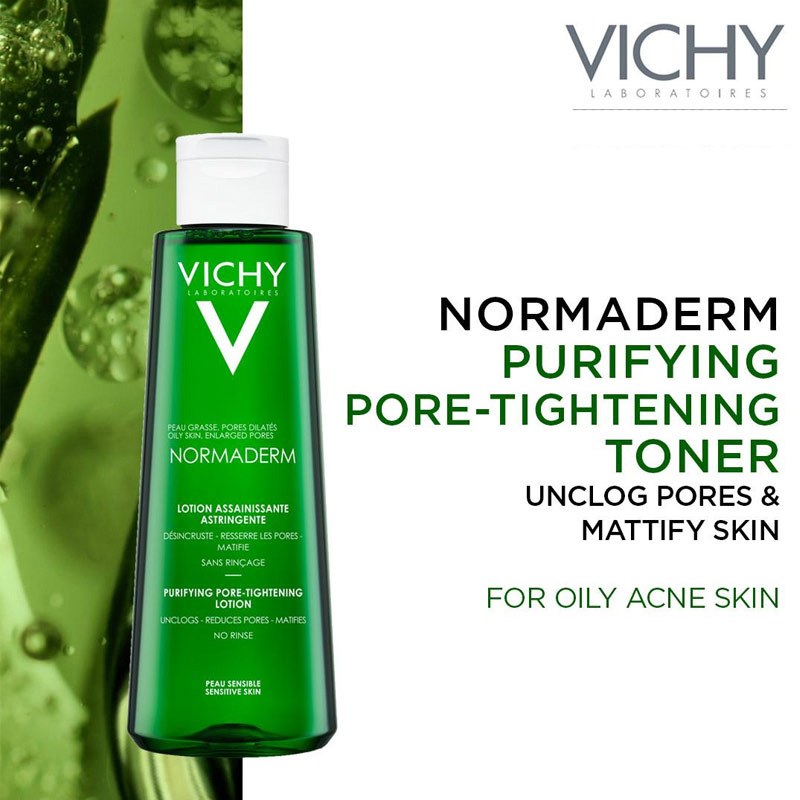 Nước Cân Bằng Vichy Se Khít Lỗ Chân Lông Dành Cho Da Dầu Mụn Normaderm Purifying Pore-Tightening Lotion 200ml