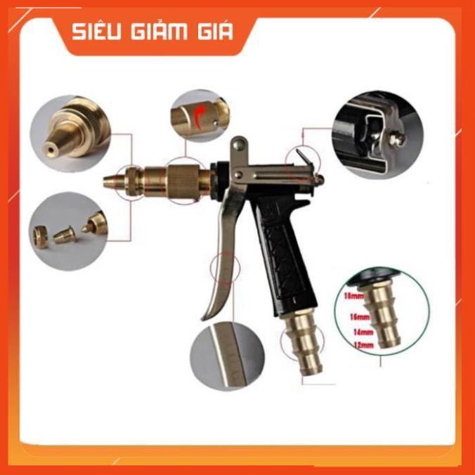 Bộ dây vòi xịt nước rửa xe, tưới cây .tăng áp 3 lần,loại 3m,5m 206236 đầu đồng,đai,nối nhựa v+ tặng đai