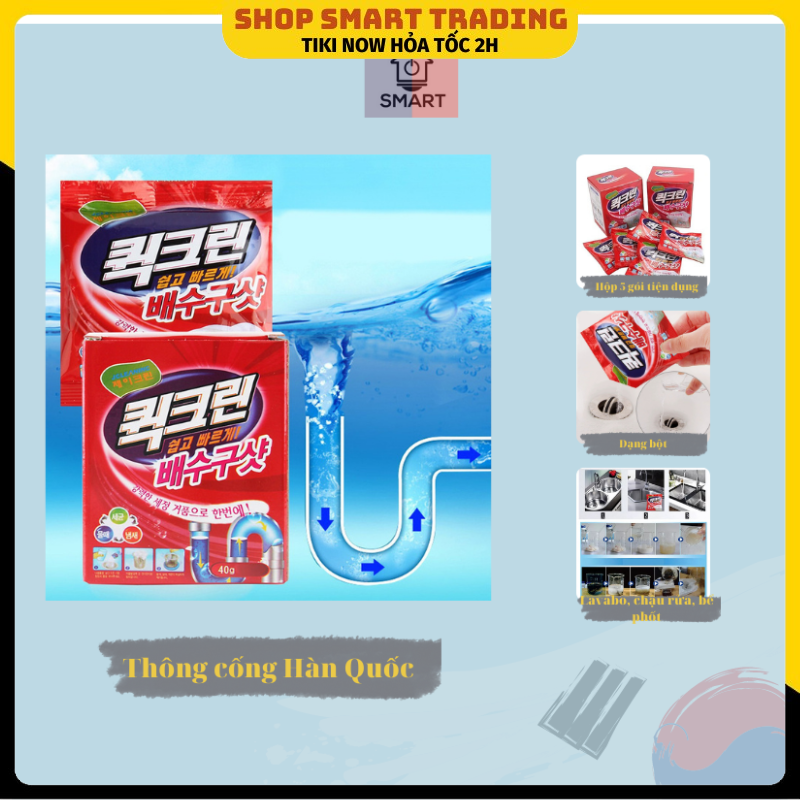 Bột Thông Cống, Thông Tắc Bồn Cầu Hàn Quốc Cao Cấp combo ( Hộp 5 Gói )