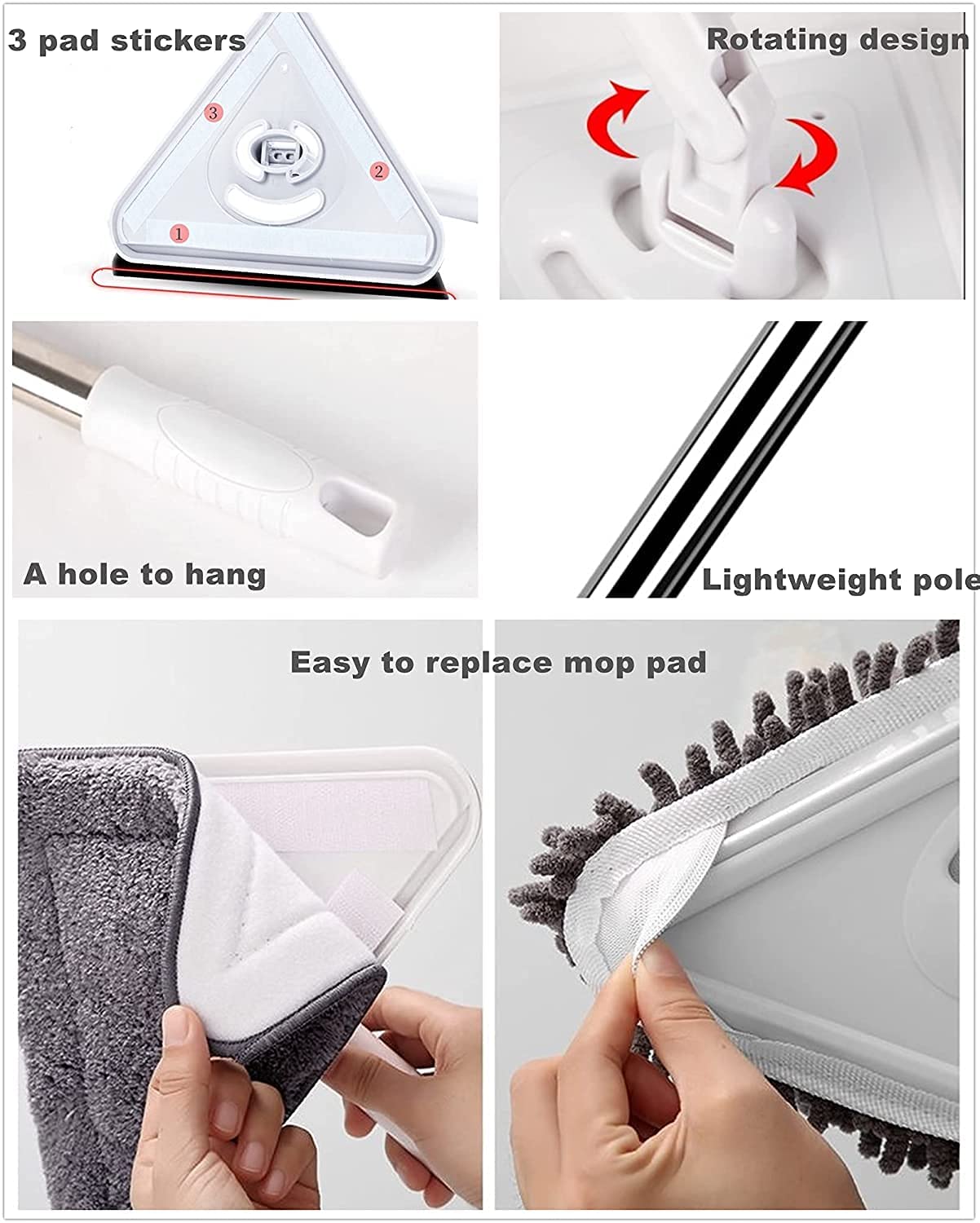 Cây lau đa năng hình tam giác xoay 180 độ - 3 thanh nối dài 1,5m