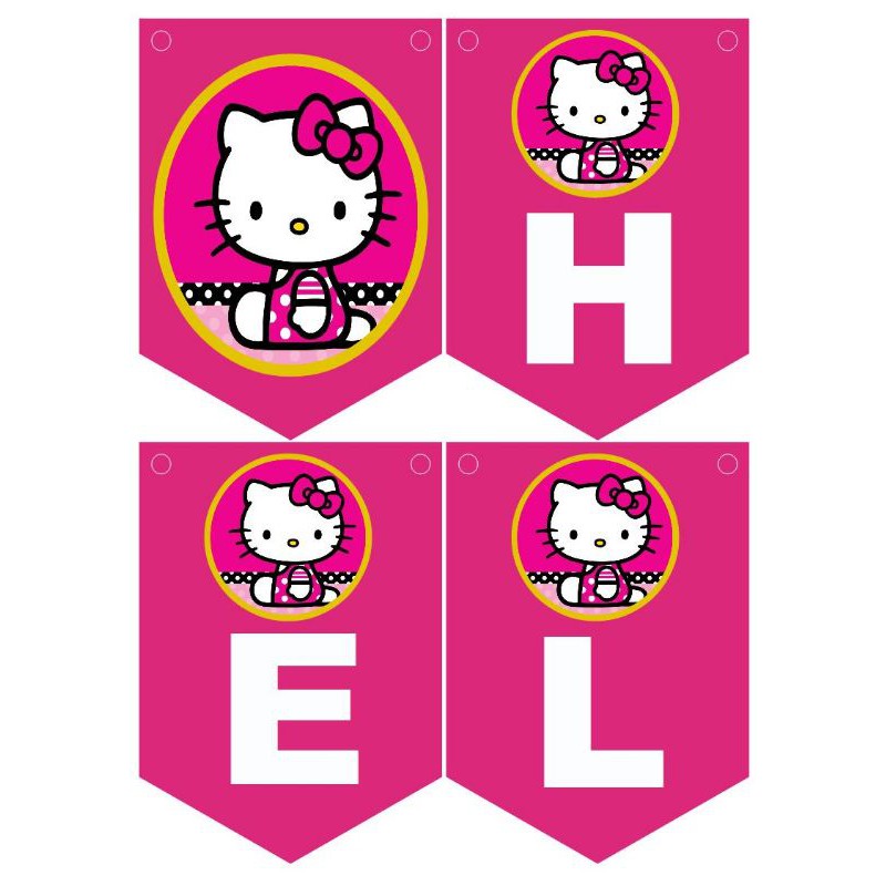 Dây cờ trang trí sinh nhật Happy birthday hello kitty banner upkp45