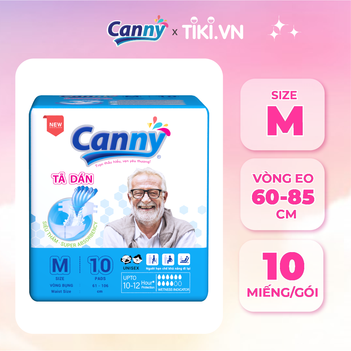 Tã Dán Người Lớn Canny Siêu Thấm Size M10, M/L10, XL10 (10miếng)