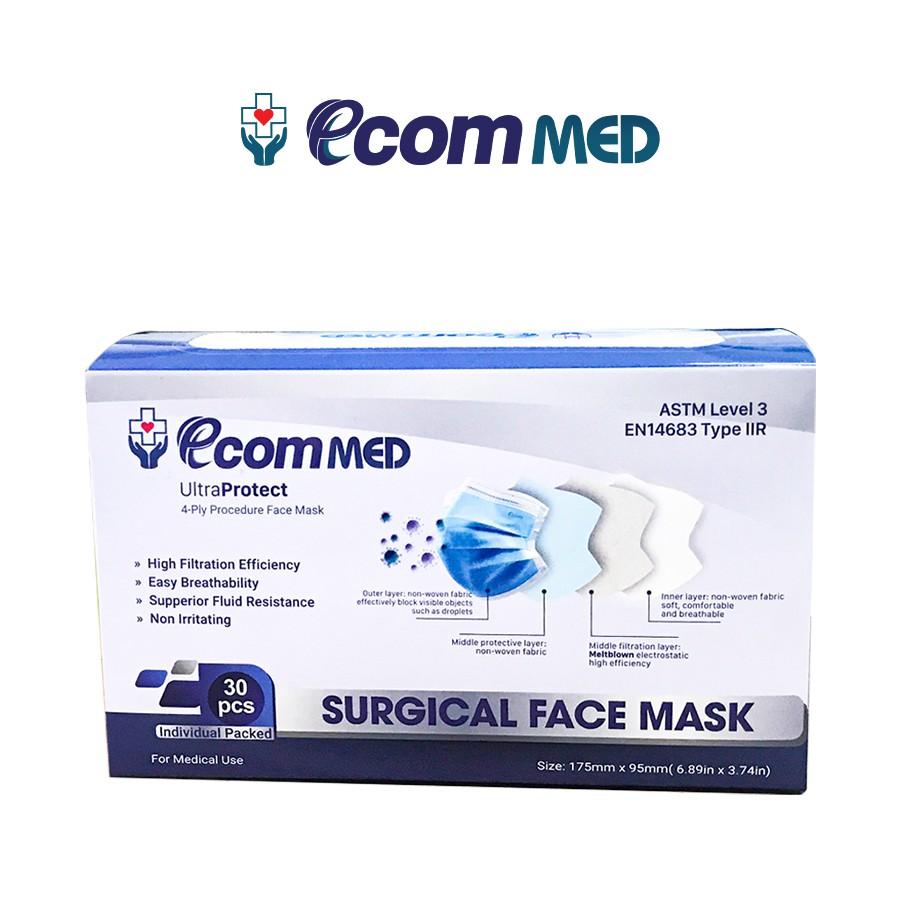 Khẩu Trang Y Tế 4 Lớp EcomMed Đóng gói Từng Chiếc Kháng Khuẩn 99%