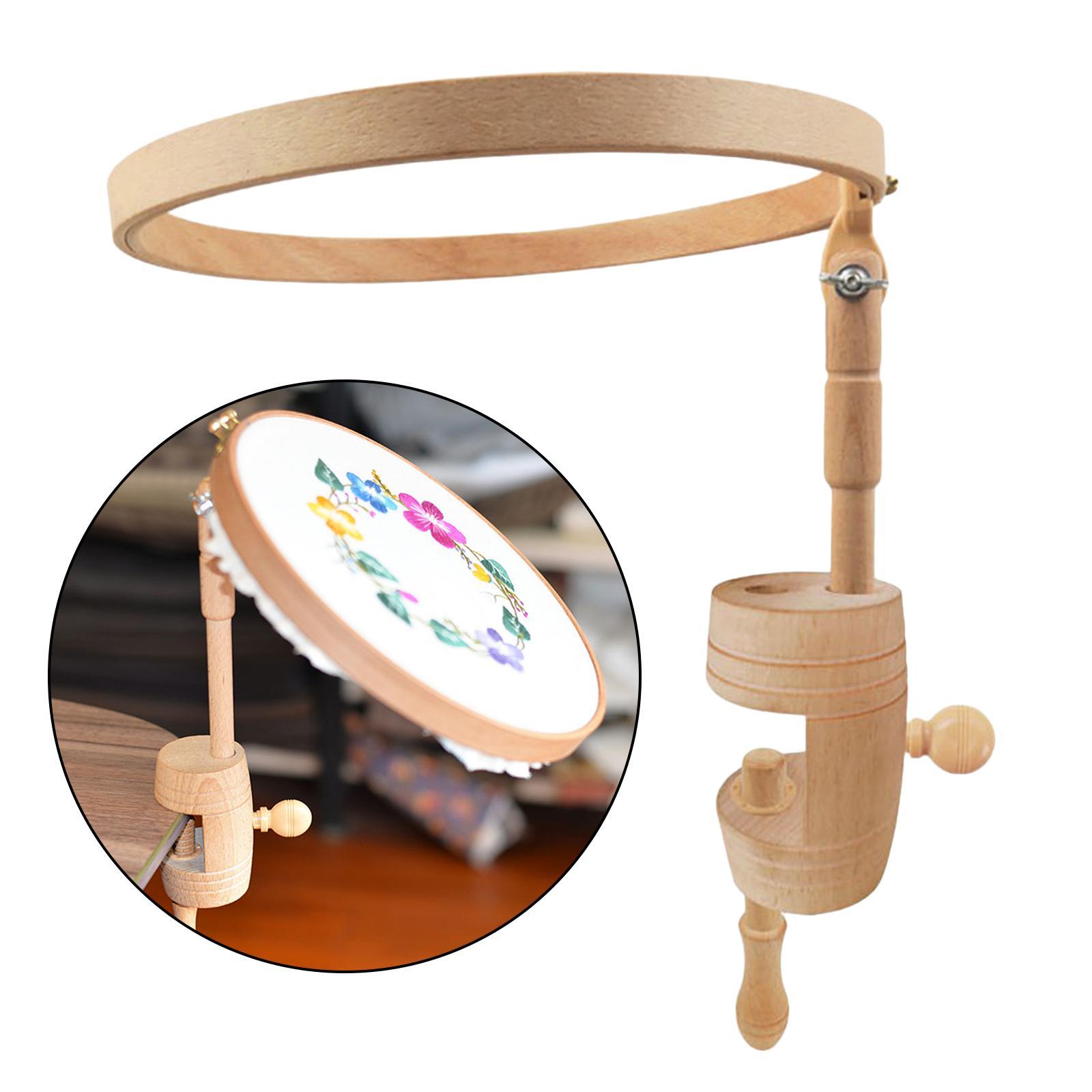 Wooden Frame Cross Stitch Embroidery Hoop Holder  Needlework Sewing Tool