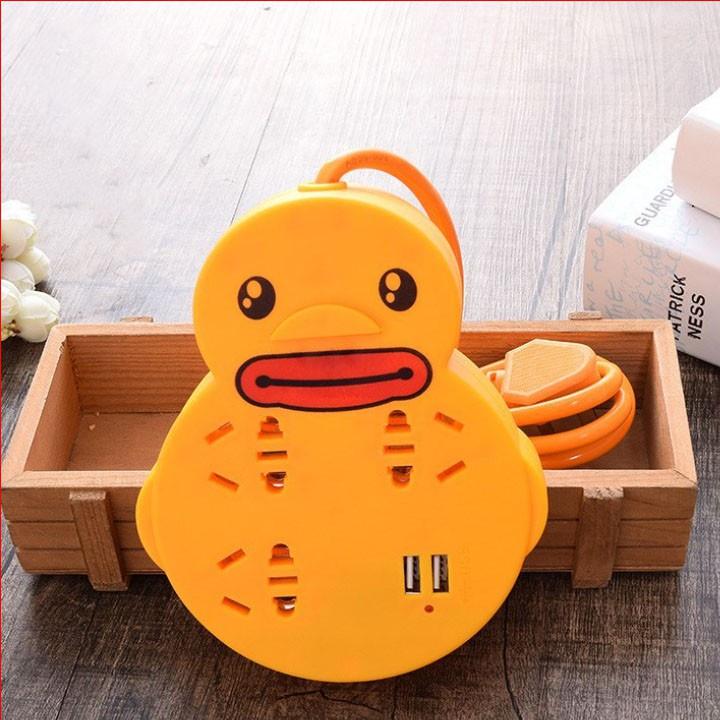 Ổ CẮM ĐIỆN HÌNH CHÚ VỊT ĐÁNG YÊU 3 Ổ CẮM + 2 CỔNG USB ĐA NĂNG TIỆN LỢI - AN TOÀN CHỐNG GIẬT
