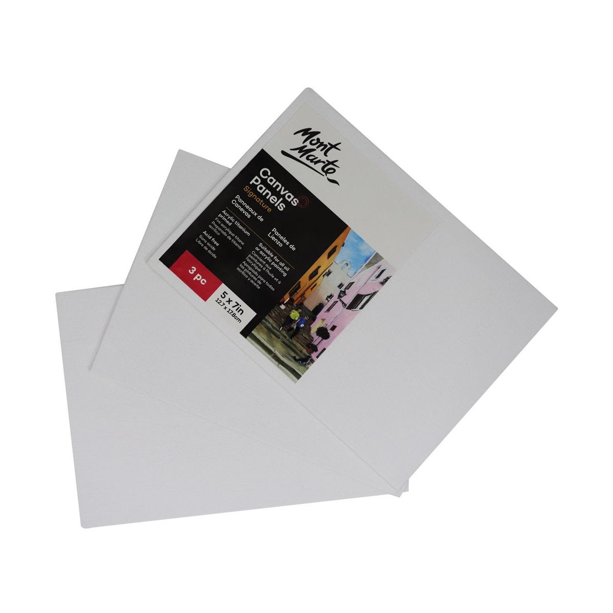 Bộ 3 Tấm Canvas Panel hiệu Mont Marte Dùng Để Vẽ Màu Acrylic 12.7x17.8cm - Canvas Panels Signature 3pc 12.7 x 17.8cm
