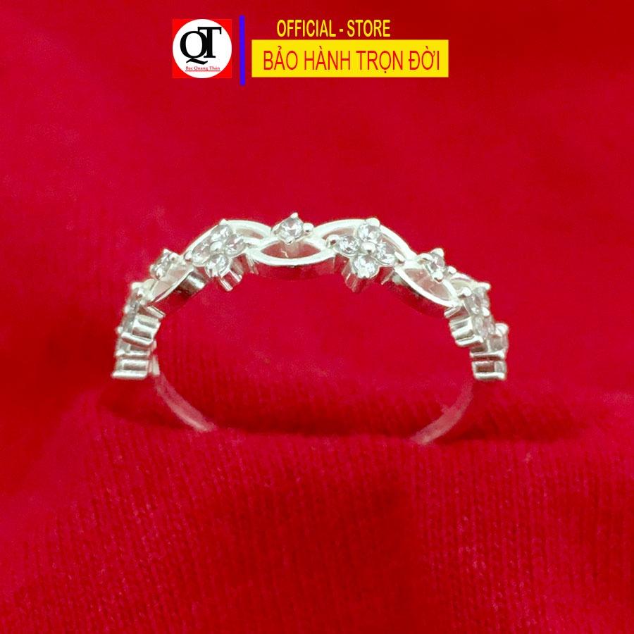 Nhẫn bạc nữ đơn giản bản nhỏ gắn đá cobic trắng cao cấp thích hợp đeo tất cả ngón tay trang sức Bạc Quang Thản – QTNU71