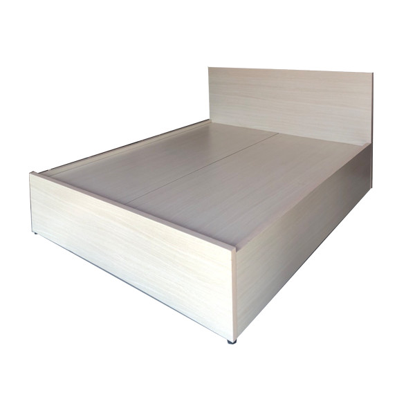 Giường Ngủ Gỗ Mdf Phủ Melamine Bọc Nệm Hiện Đại Màu Kem