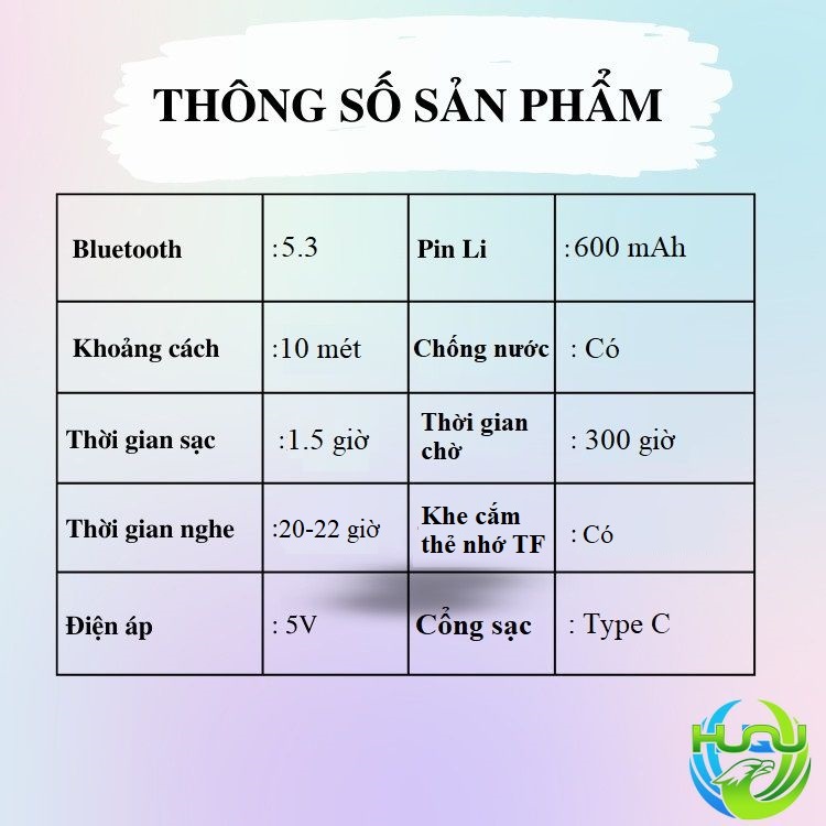 Tai Nghe Bluetooth Đeo Vai Thể Thao Huqu YYDS-168- Thông Số Sản Phẩm