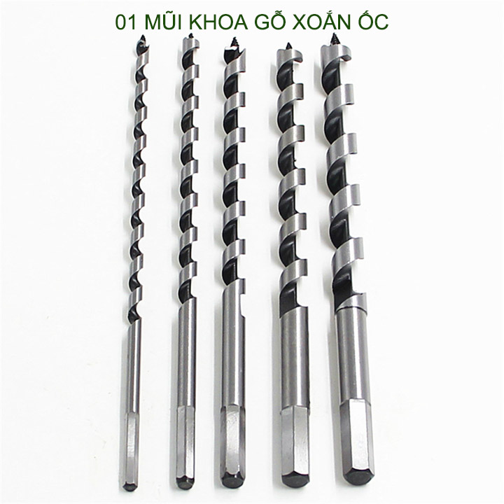 01 Mũi khoan gỗ xoắn ốc chiều dài 230-460mm tùy chọn, bằng thép cacbon cứng