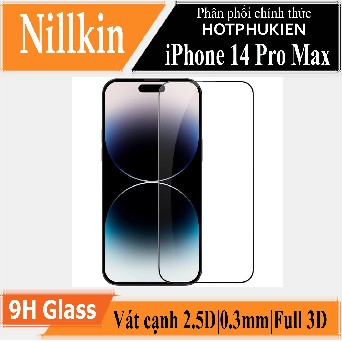 Miếng dán kính cường lực full  3D cho iPhone 14 Pro Max (6.7 inch) hiệu Nillkin Amazing CP+ Pro (Phủ Nano, vát cạnh 2.5D, mỏng 0.33mm) - hàng nhập khẩu