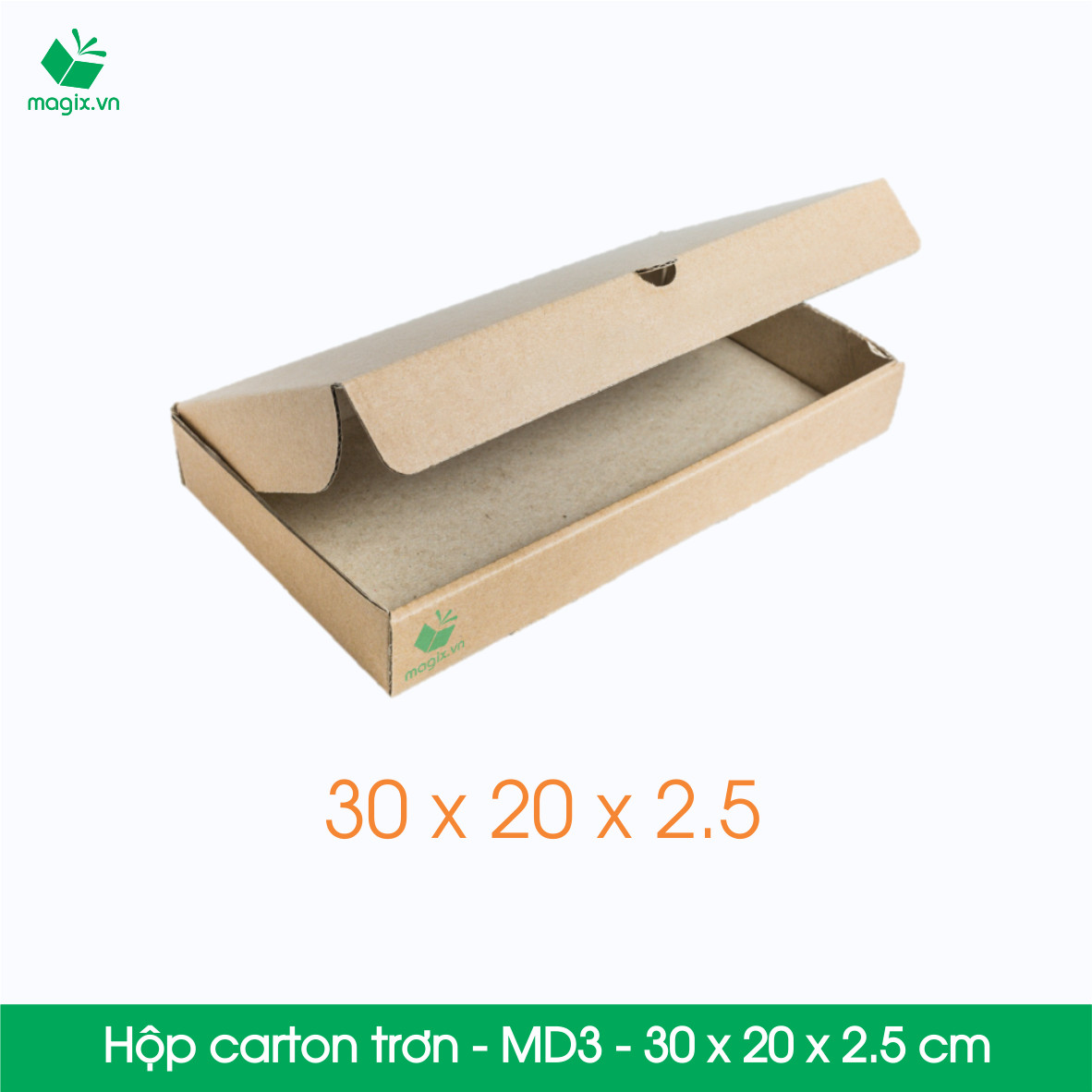 MD3 - 30x20x2.5cm - 50 Thùng hộp carton trơn đóng hàng