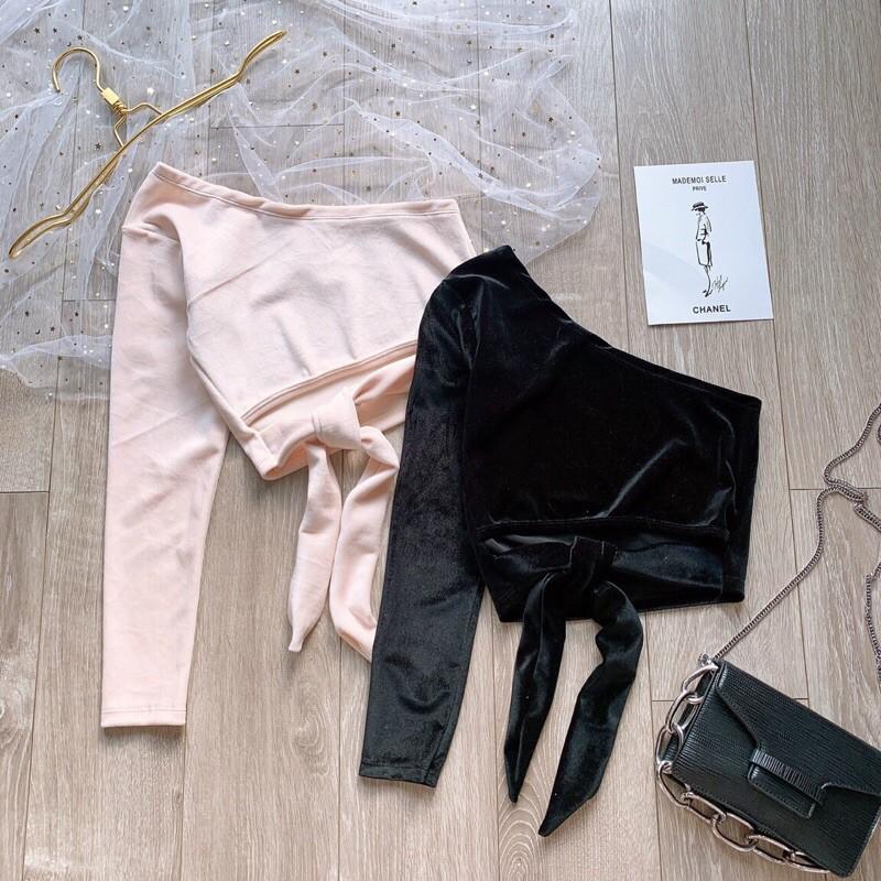 Áo lệch vai cột eo