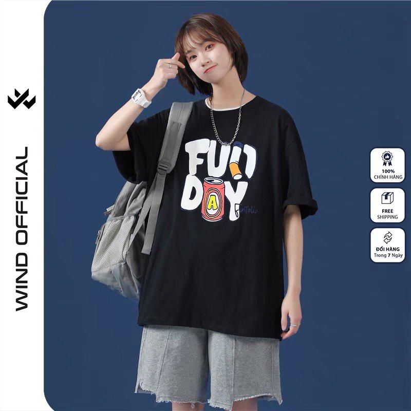 Áo thun tay lỡ Wind phông unisex form rộng FUNDAY nam nữ oversize ulzzang