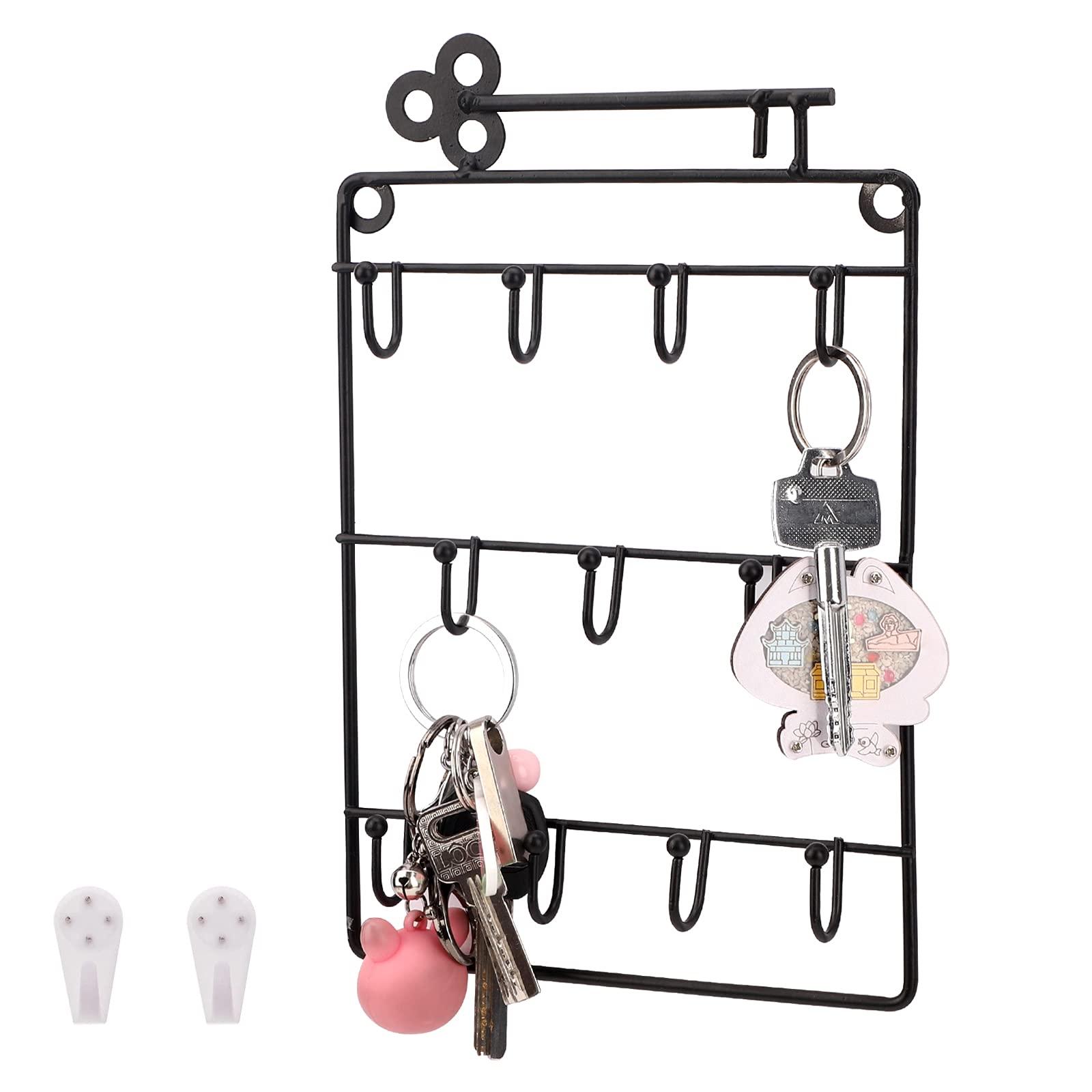 Người giữ khóa trang trí Tường gắn trên 11 Key Key và Bàn phím tổ chức dây buộc làm bằng kim loại cho nhà bếp vào, bùn, văn phòng tại nhà màu đen