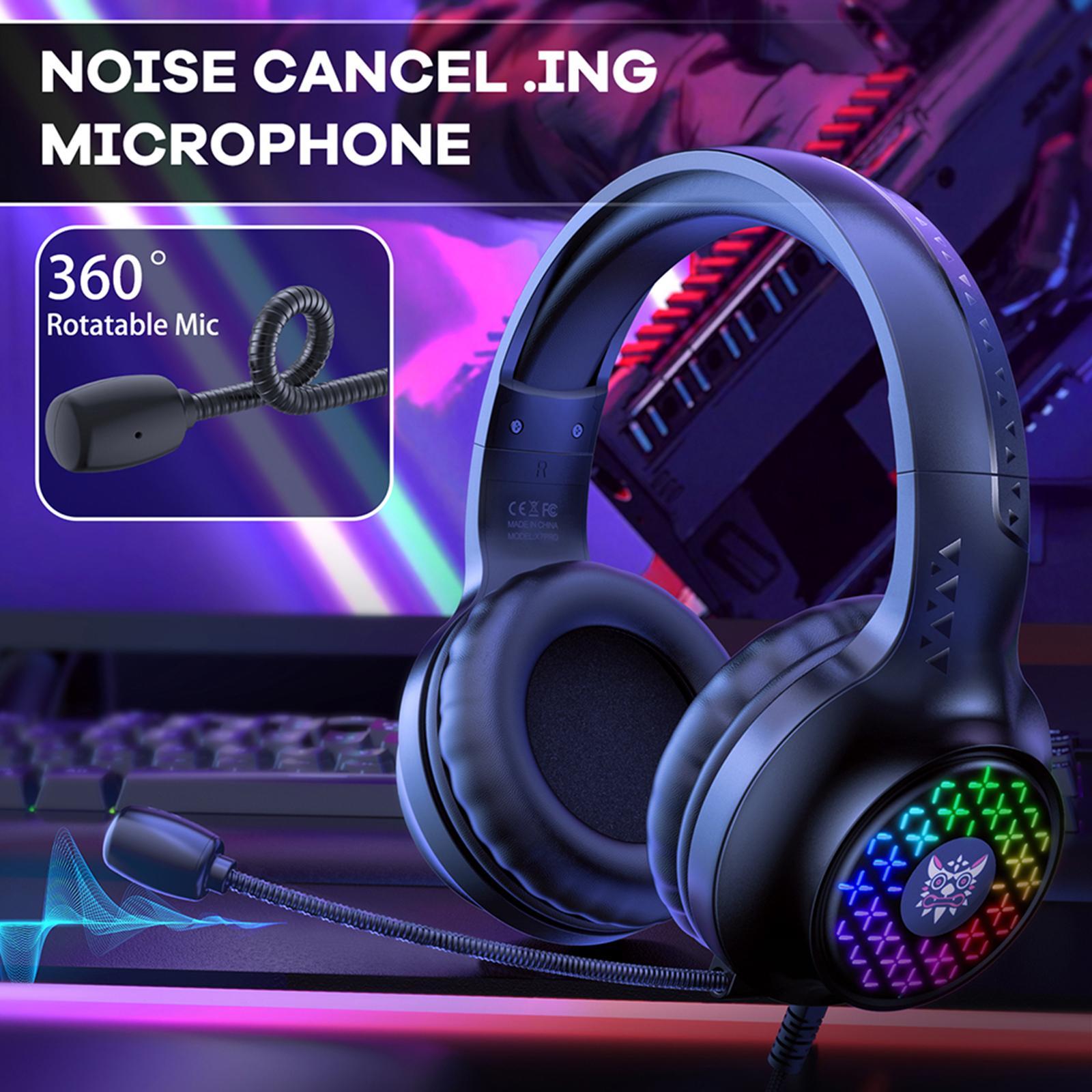 RGB Gaming Headset Noise Cancelling Gamer Headphones Earpiece for