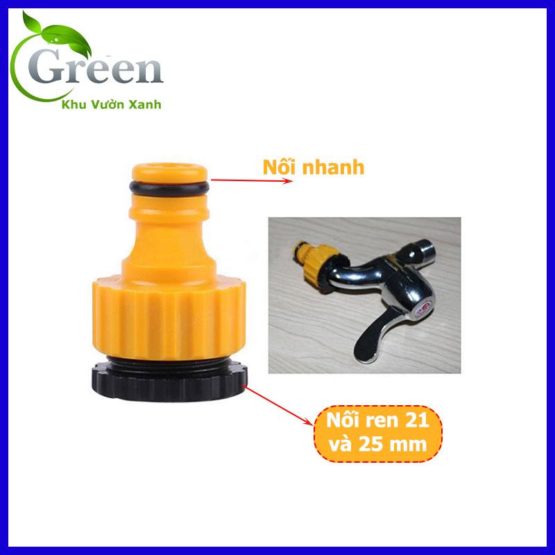 Đầu Nối Nhanh Vòi Nước NN-2125 Cút Nối Nhanh Ren Trong 21 Và 25 mm Ra Khớp Nối Nhanh 16 mm