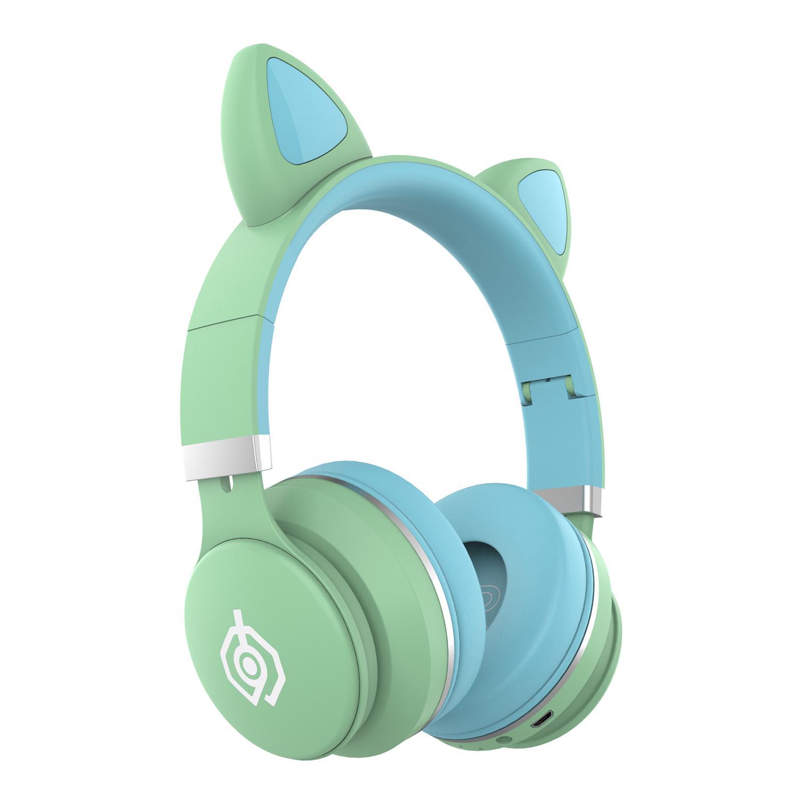 Universal Cat Ear Cartoon Bluetooth Headset Stereo Headphones Mic