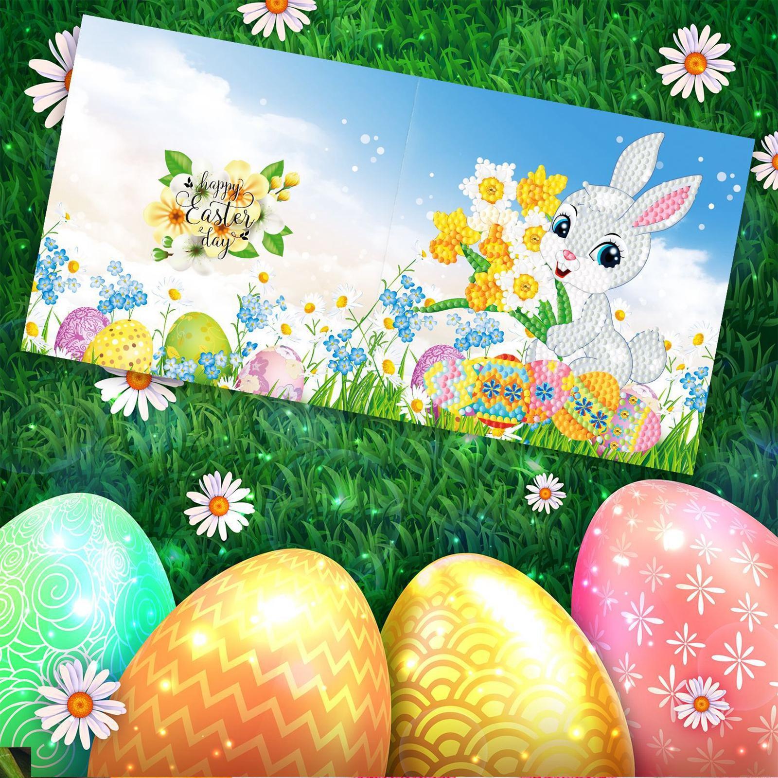 8x 5D DIY Greeting Cards Easter Bunny