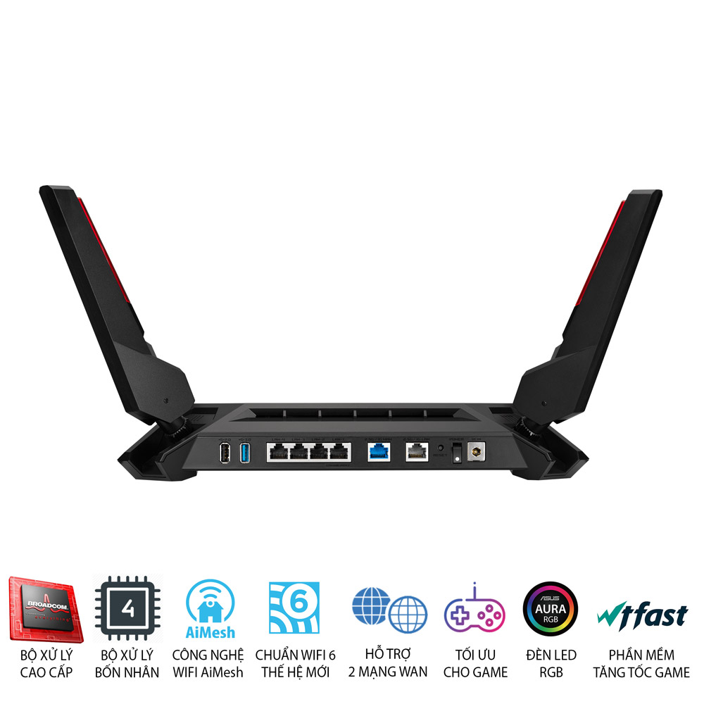 Router Wifi 6 Asus ROG Rapture GT-AX6000 Gaming AX6000Mbps - Hàng Chính Hãng