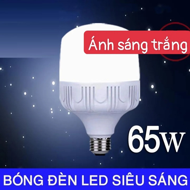 Bóng đèn Led siêu sáng 65W đui đèn xoáy Puge E27, Led Hàn Quốc Trụ Nhựa, Ánh sáng trắng, đèn trang trí sân vườn, led công suất lớn Bulb Led Light VCX