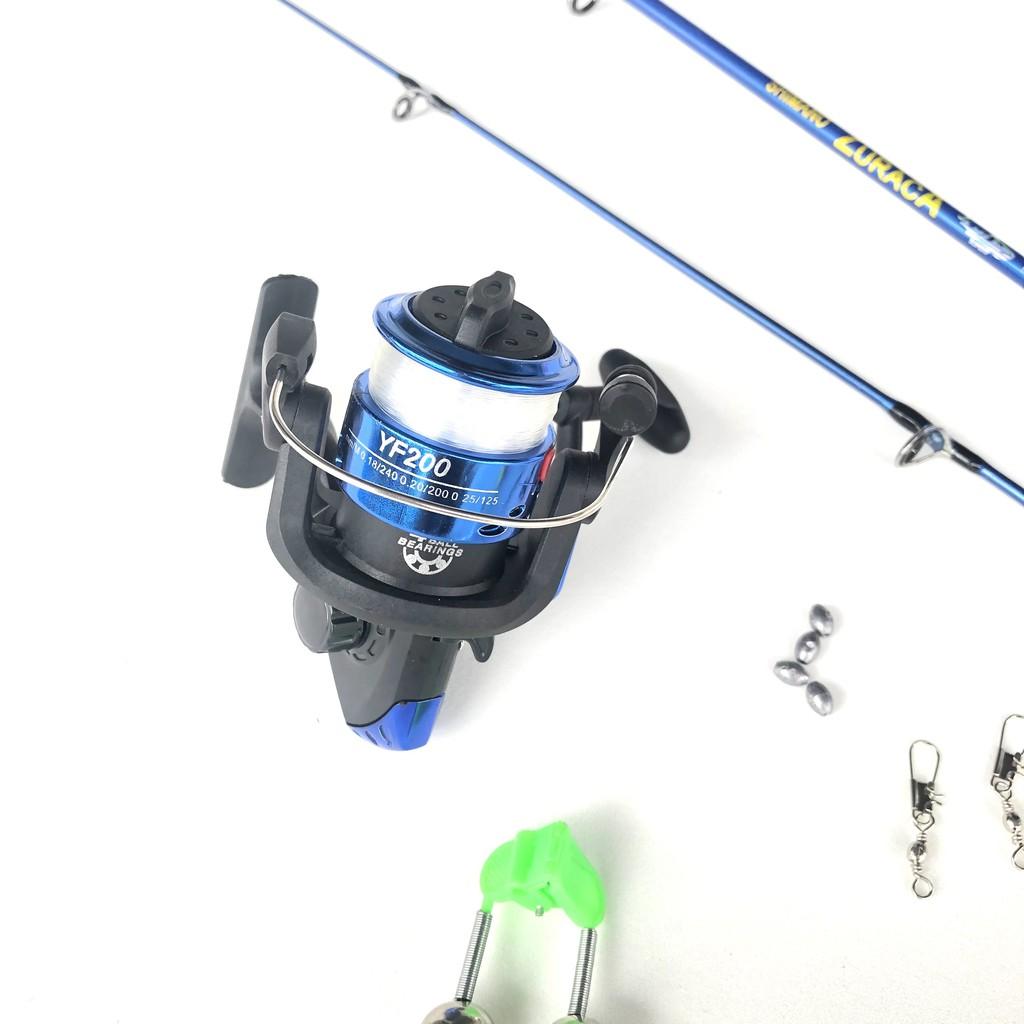 Bộ cần câu 2 khúc đặc Shimano RUZACA xanh 1m5 , Tặng kèm phụ kiện - Cần Câu Top1 VN