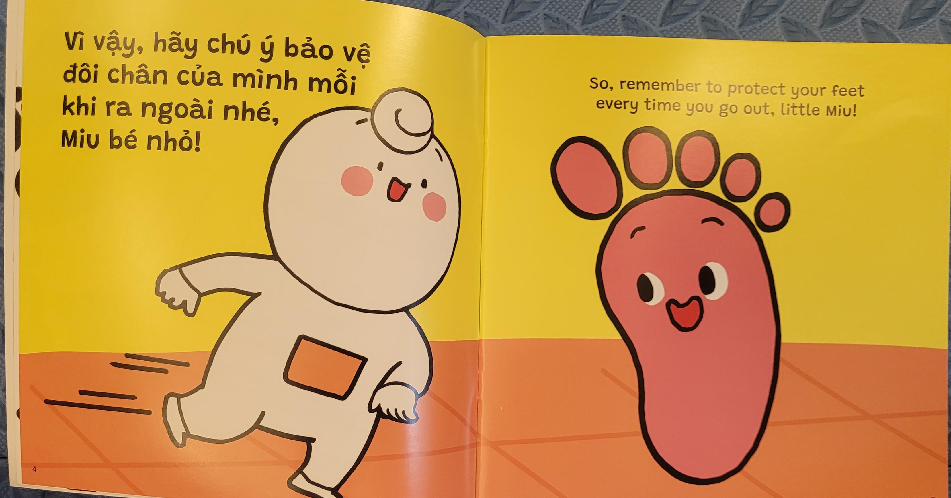 Sách Ehon Miu Bé Nhỏ Phần 4 Song Ngữ - Miu Bé Nhỏ Đừng Đi Chân Đất Nhé