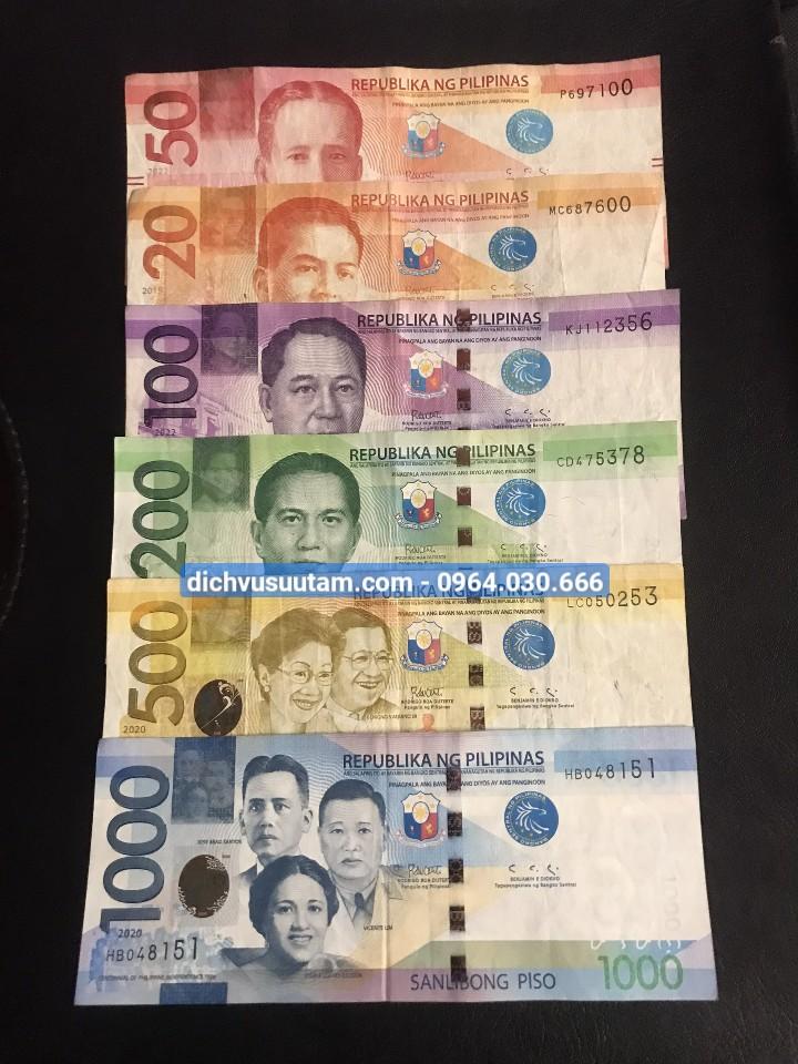 Bộ 6 tờ tien Philippine từ 20 Pesos tới 1000 Pesos đủ bộ sưu tầm, tiền mới 85%