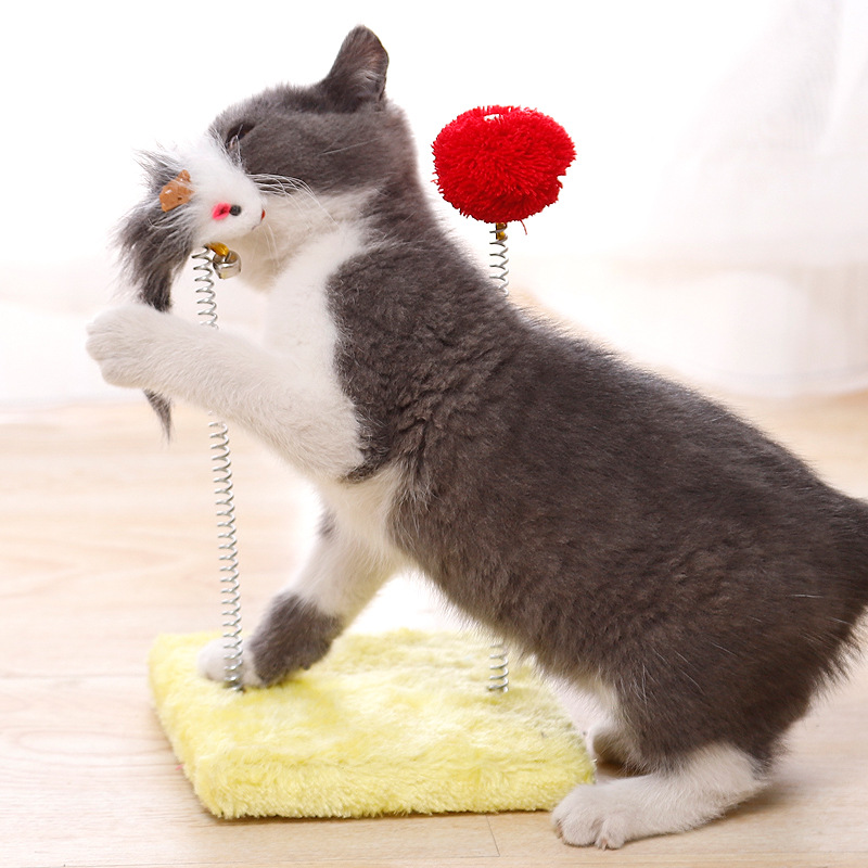 Đồ chơi bàn bông thú nhún cho mèo nhỏ  - genyo pet toy 209 ( màu giao ngẫu nhiên )