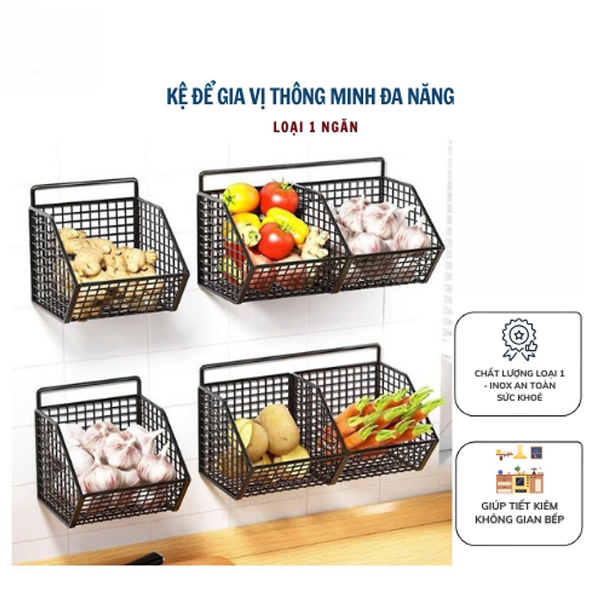 Kệ Lưới Đựng Gia Vị Dán Tường,Kệ Nhà Bếp, Đựng Hành Tỏi, Đồ Nhà Tắm... Tặng Kèm Miếng Dán Siêu Chắc Chắn