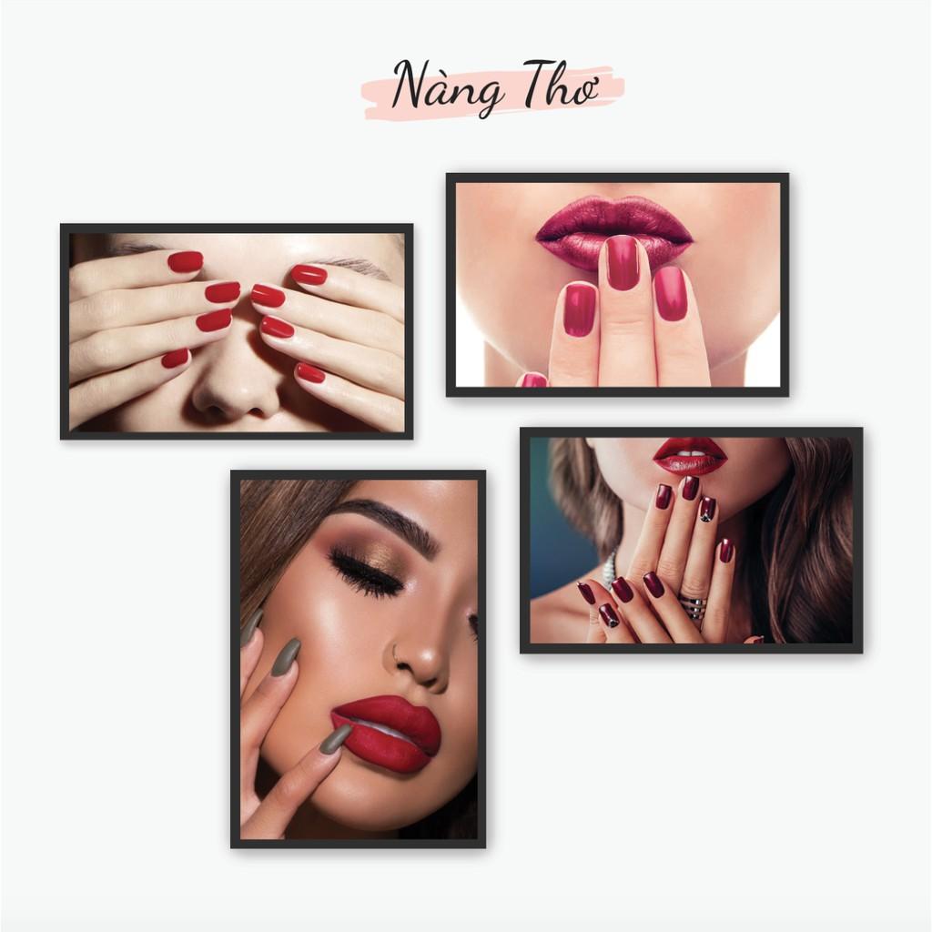 BỘ 4 TẤM TRANH DÁN SALON TÓC, TIỆM NAILS & THẨM MỸ_DECAL VIP