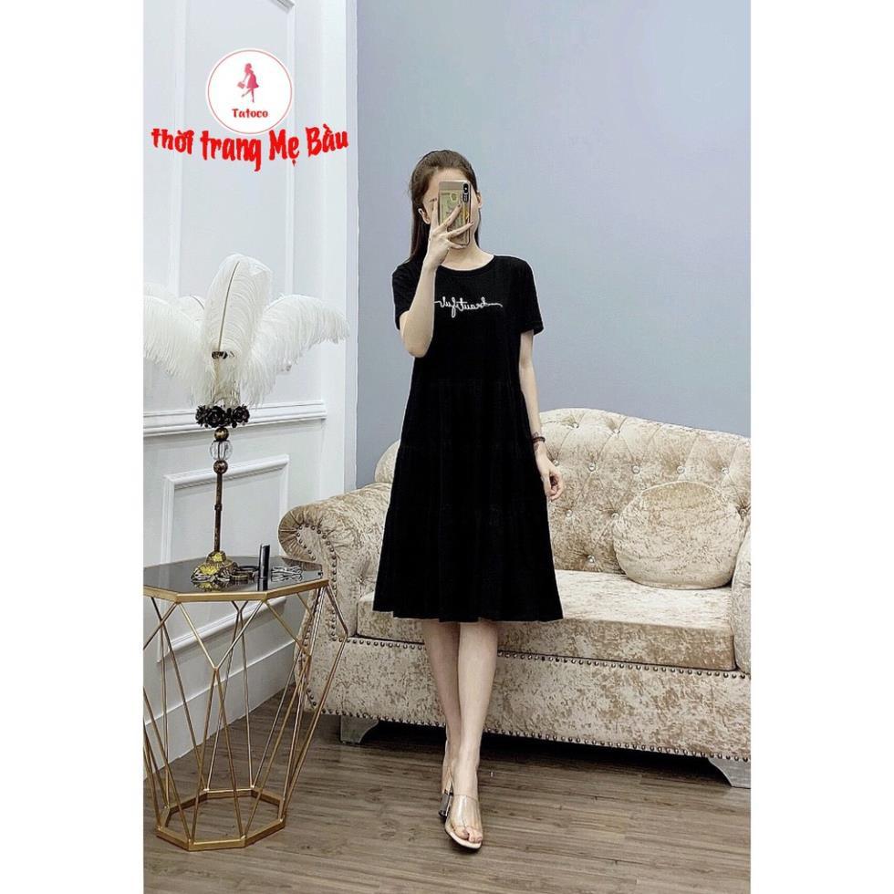 Váy bầu mùa hè nhún eo thêu Resini new 5 màu