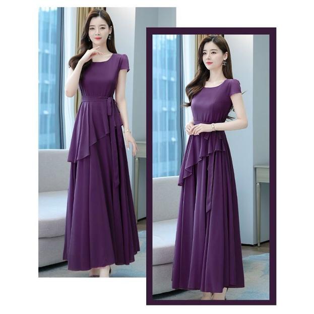 ĐẦM XÒE DÀI PHỐI TÀ XÉO THẮT EO