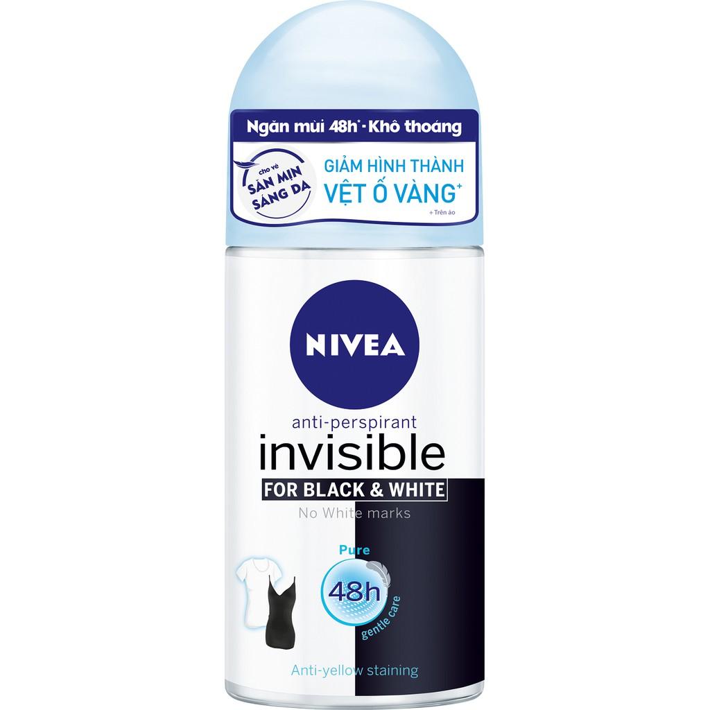 Lăn Ngăn Mùi Ngăn Vệt Ố Vàng Nivea Black&amp;White Pure (50ml)