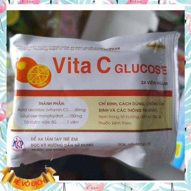 Viên kẹo ngậm vitamin C Mekophar - Vita C Glucose Meko (túi 24 viên)