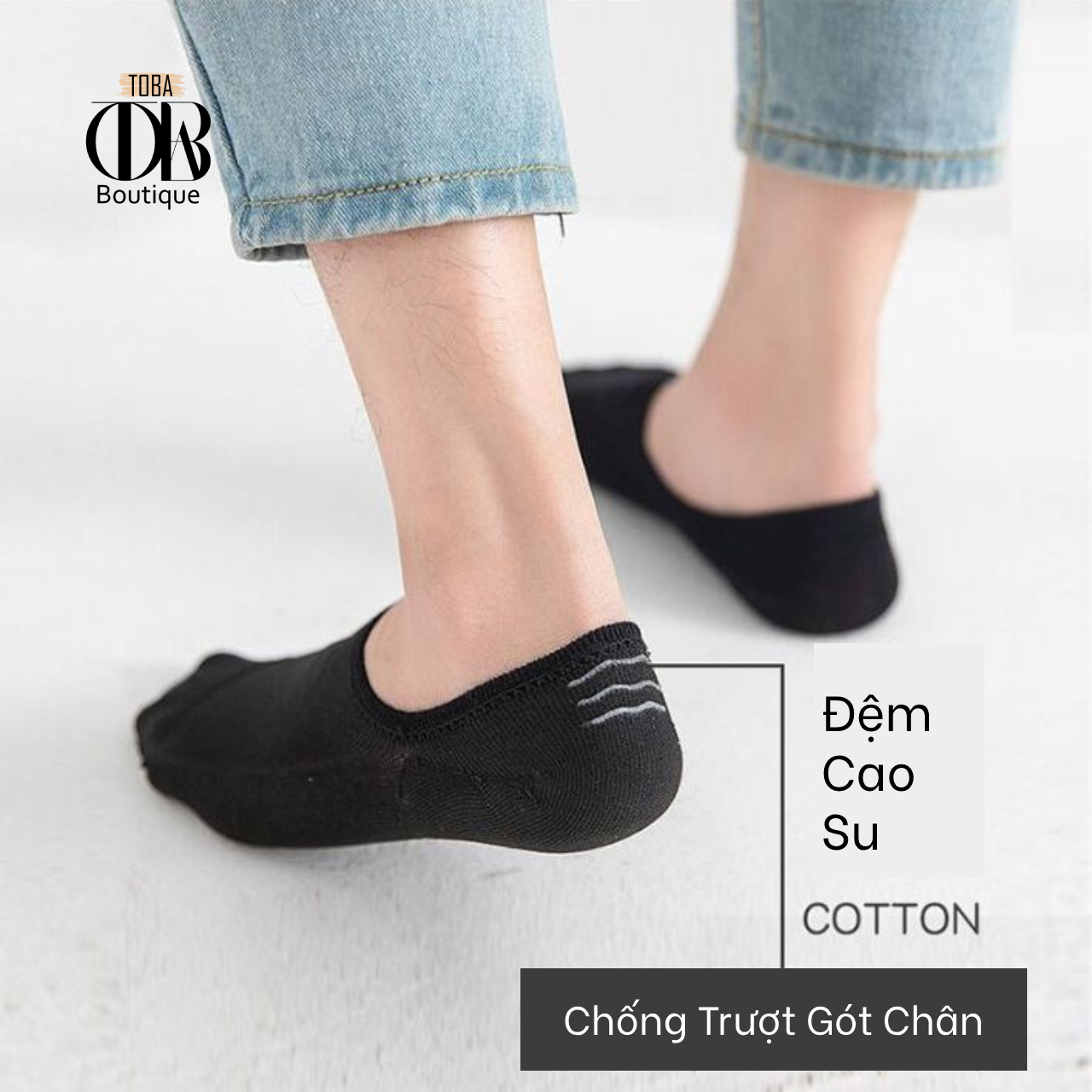 Combo 3 đôi Tất Lười cổ ngắn, vớ lười TOBA Boutique thời trang hàn quốc chống hôi chân, có đệm cao su chống trượt gót chân TBTATL03