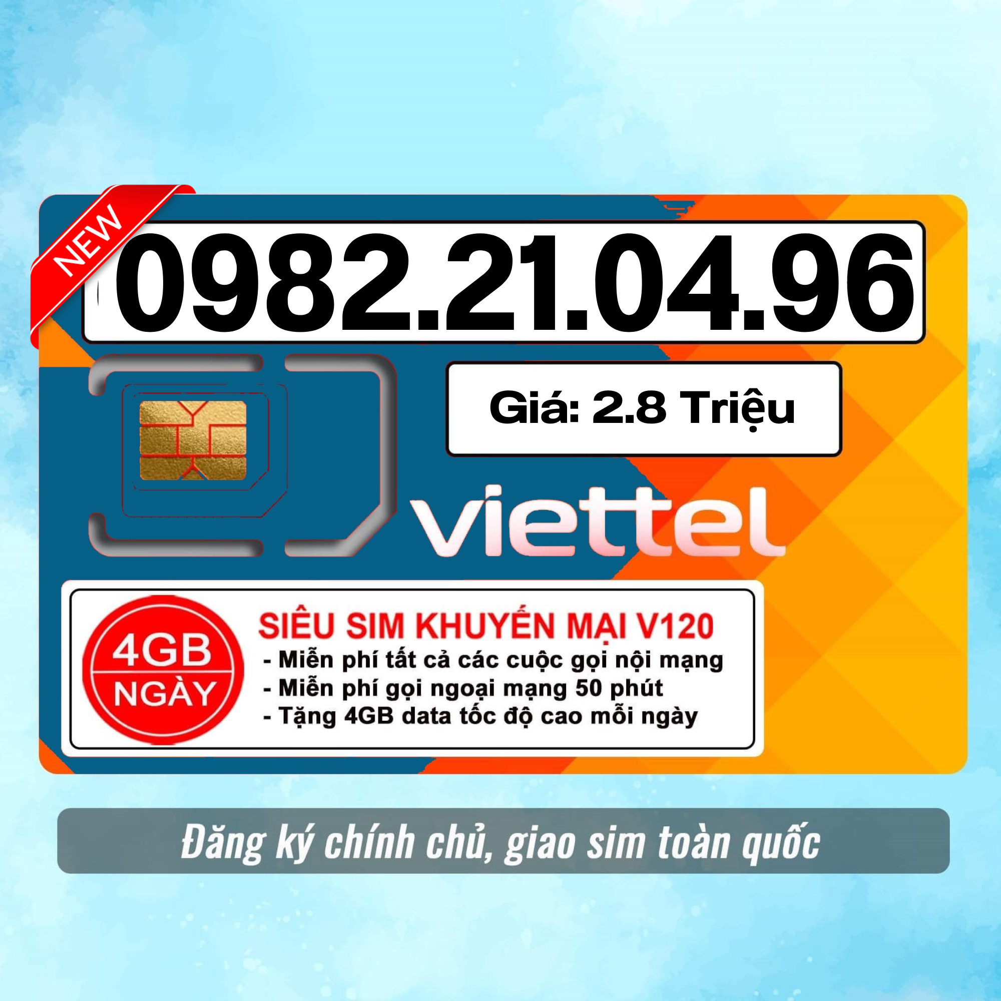 Sim Viettel số đẹp - Hàng chính hãng - 0982.21.04.96