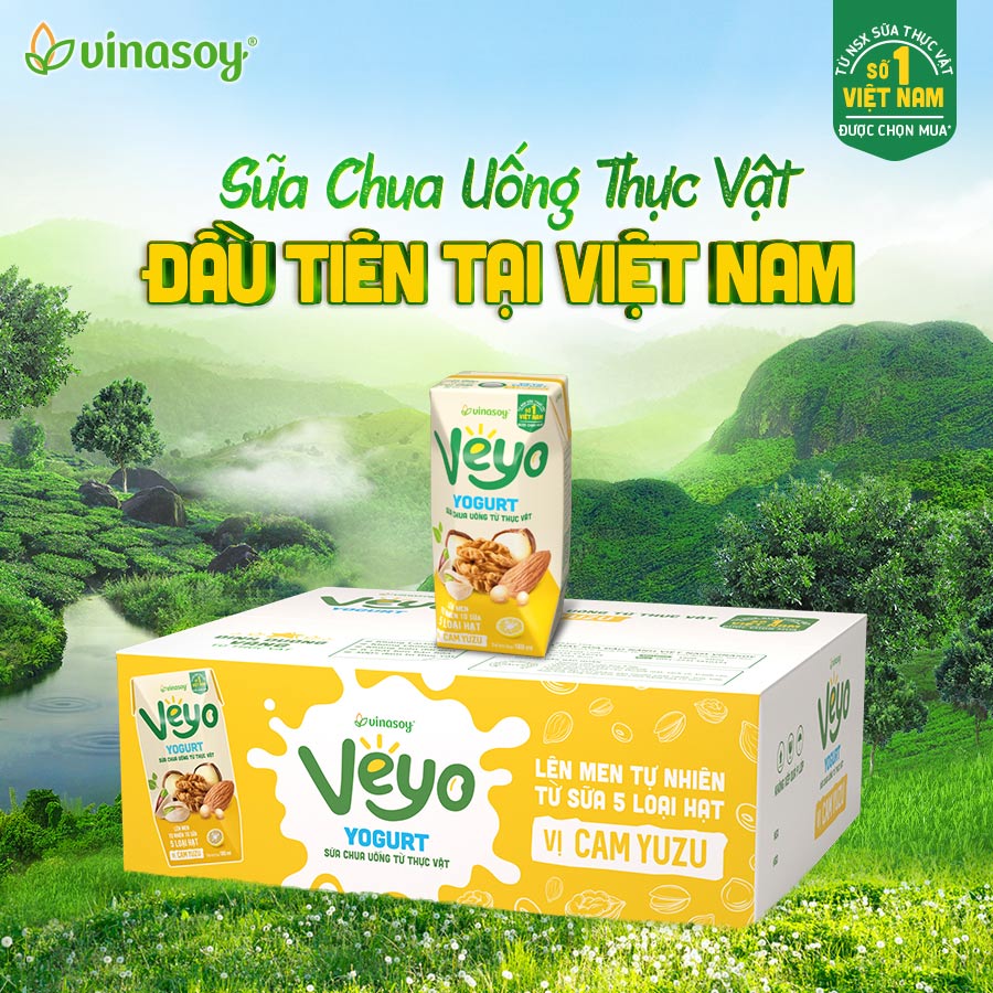 Thùng Sữa chua uống từ thực vật Veyo Yogurt ( 180ml x 30 Hộp) - Vị Cam Yuzu