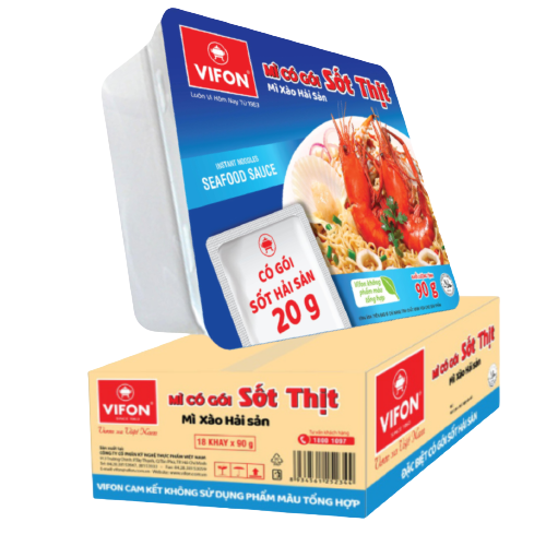 Thùng 18 Khay Mì Xào Hải Sản VIFON (90g / Khay)